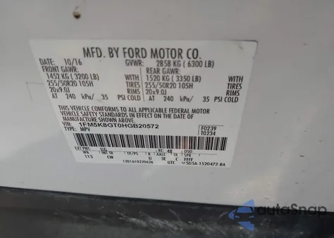 2017 Ford Explorer Sport from USA, damaged, VIN 1FM5K8GT0HGB20572